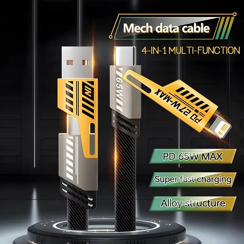 Câble Multi-USB 4-en-1 avec Porte-Clés – Charge Rapide PD 65W